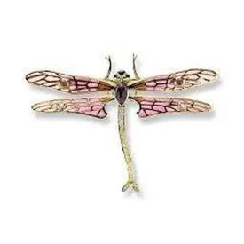 18ct Yellow Gold Enamel Set Large Dragonfly Brooch