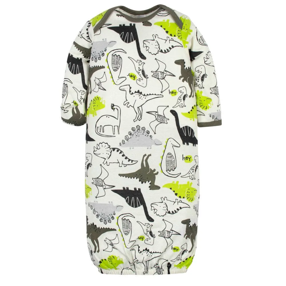 3-Pack Baby Boys Dino Gowns