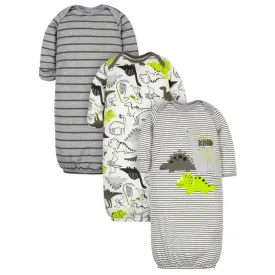 3-Pack Baby Boys Dino Gowns