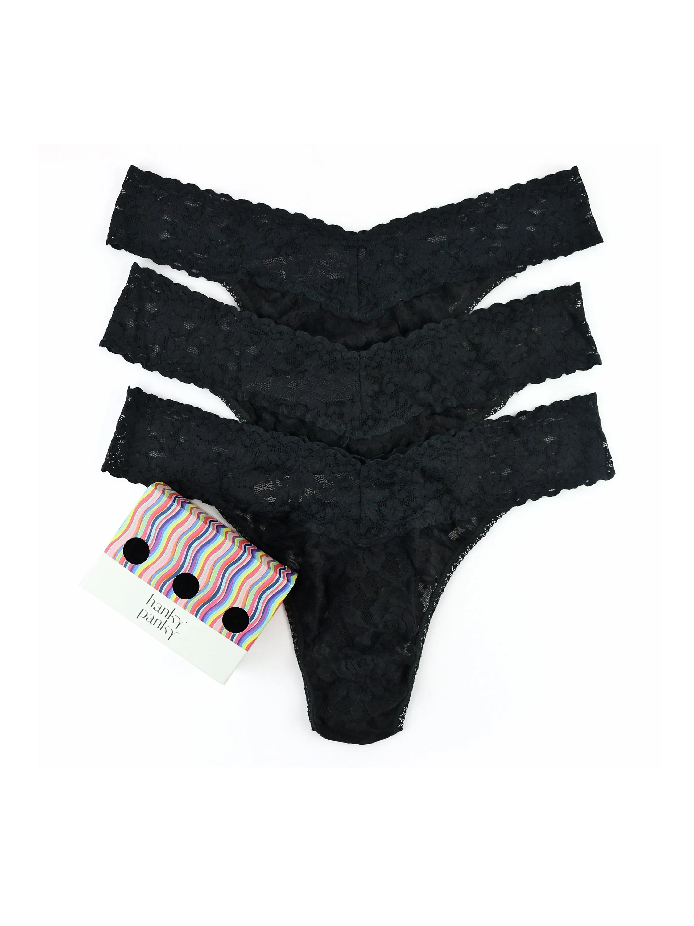 3 Pack Original Rise Thongs Black