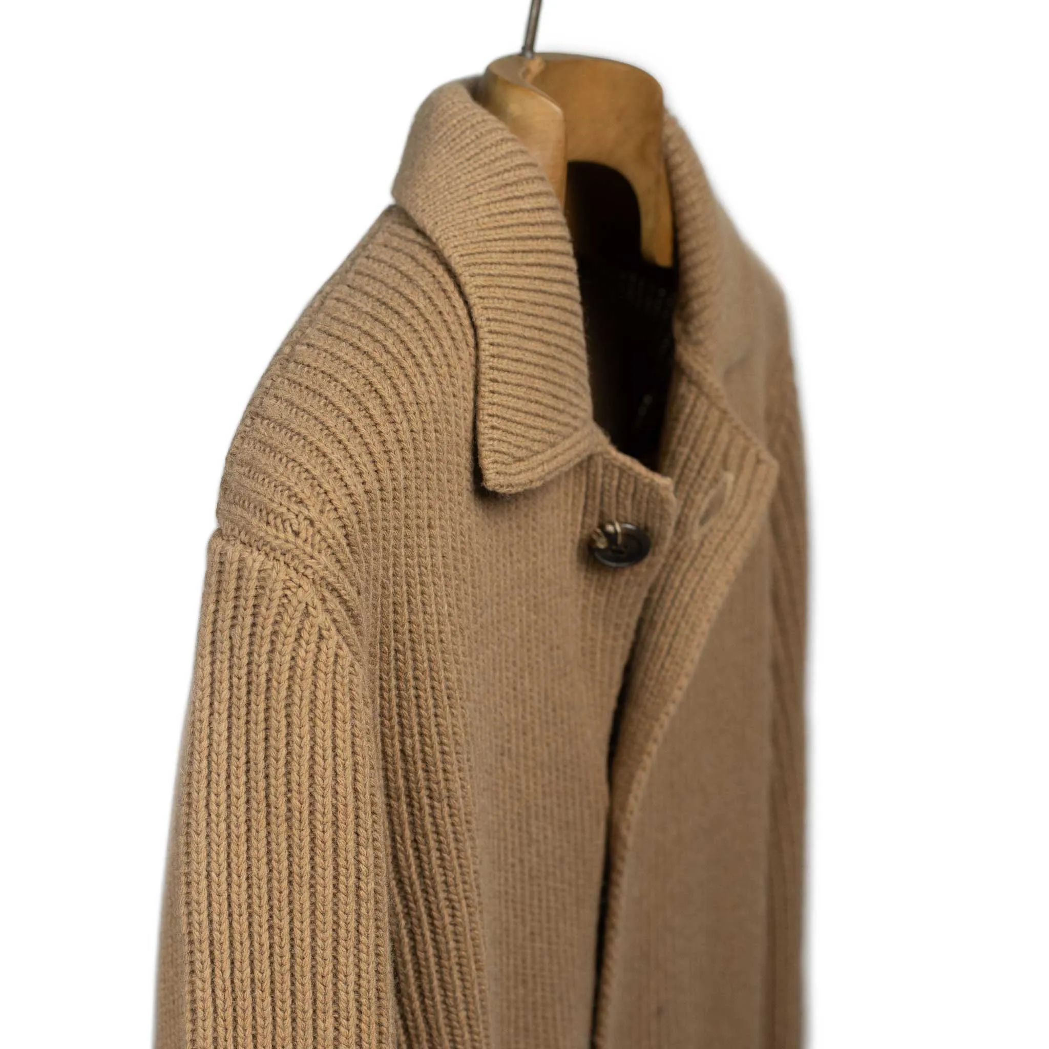 Aamone knit cardigan jacket in camel color wool