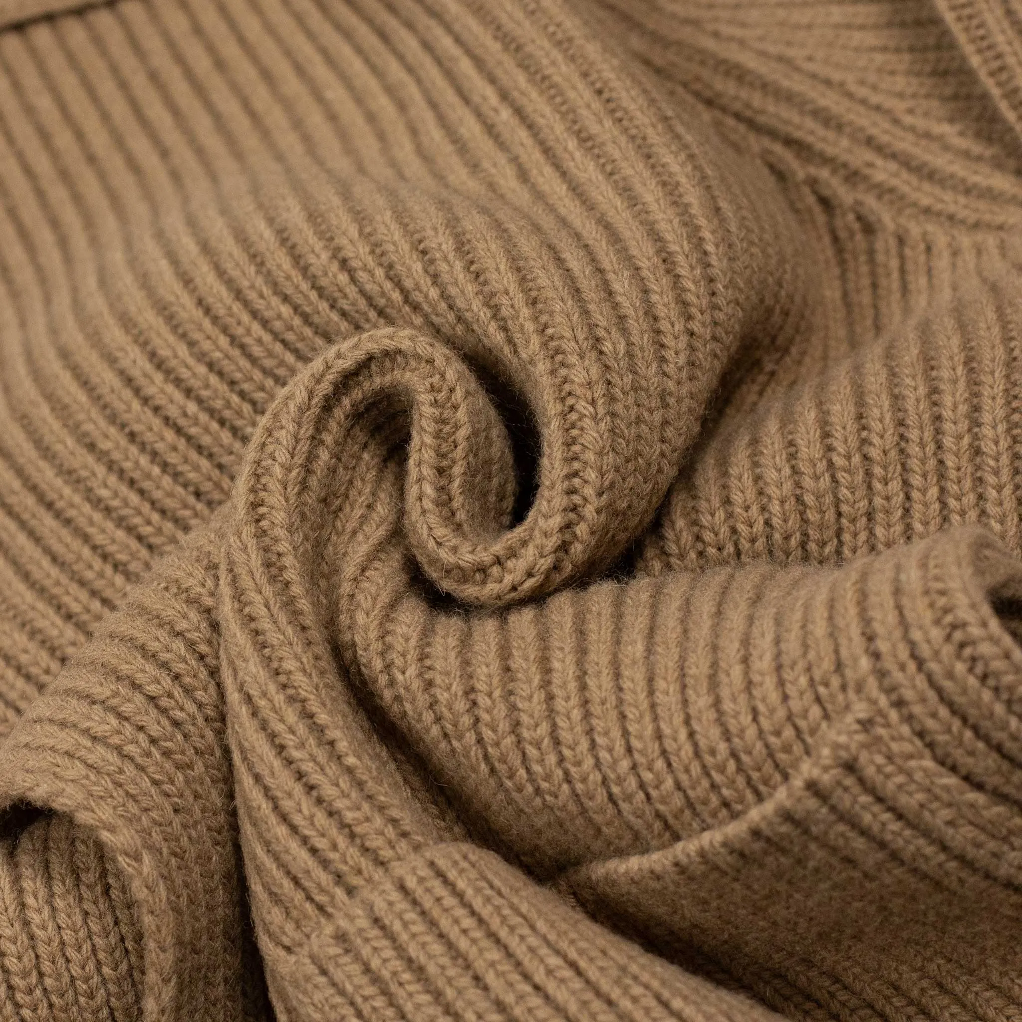 Aamone knit cardigan jacket in camel color wool