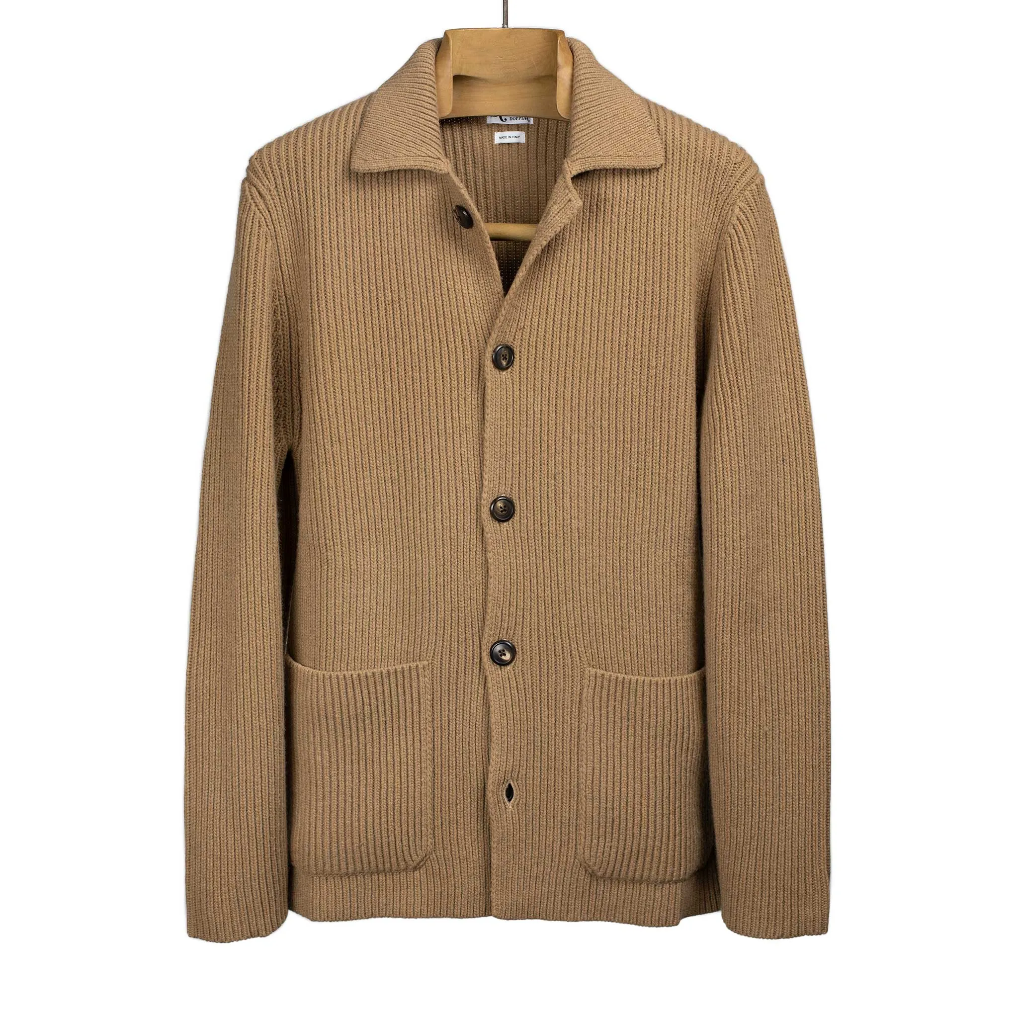 Aamone knit cardigan jacket in camel color wool