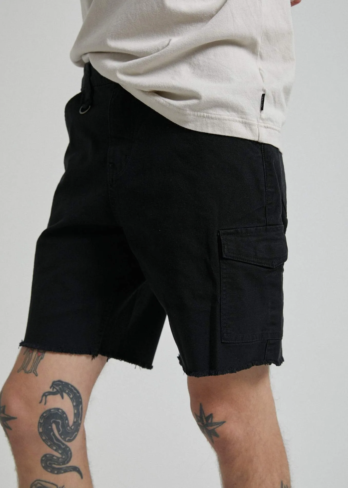 Afends Mens Heavy - Canvas Chino Walkshort - Black