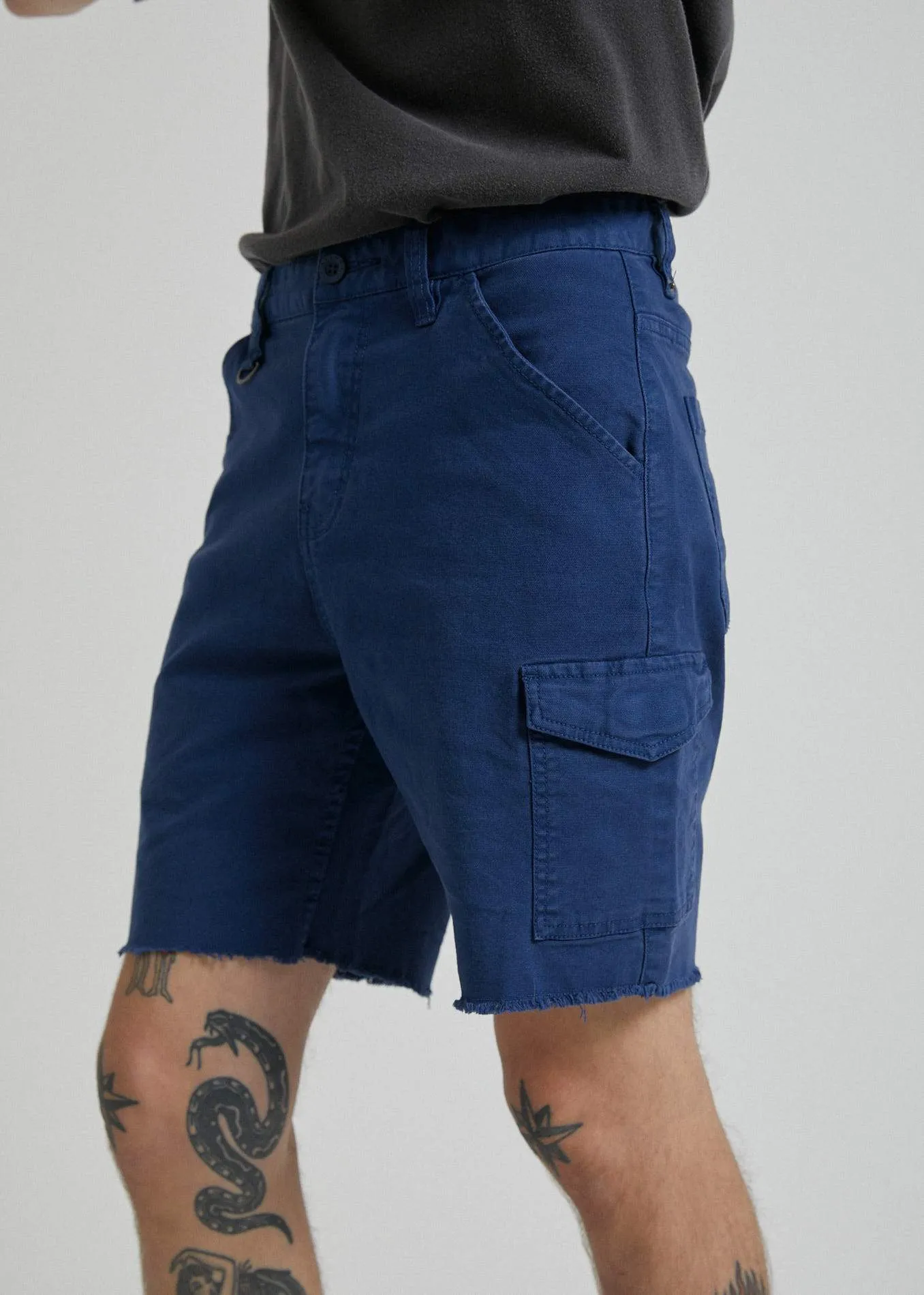 Afends Mens Heavy - Canvas Chino Walkshort - Work Blue