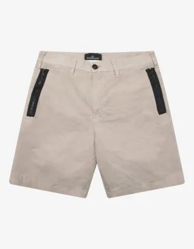 Beige Zip Chino Shorts