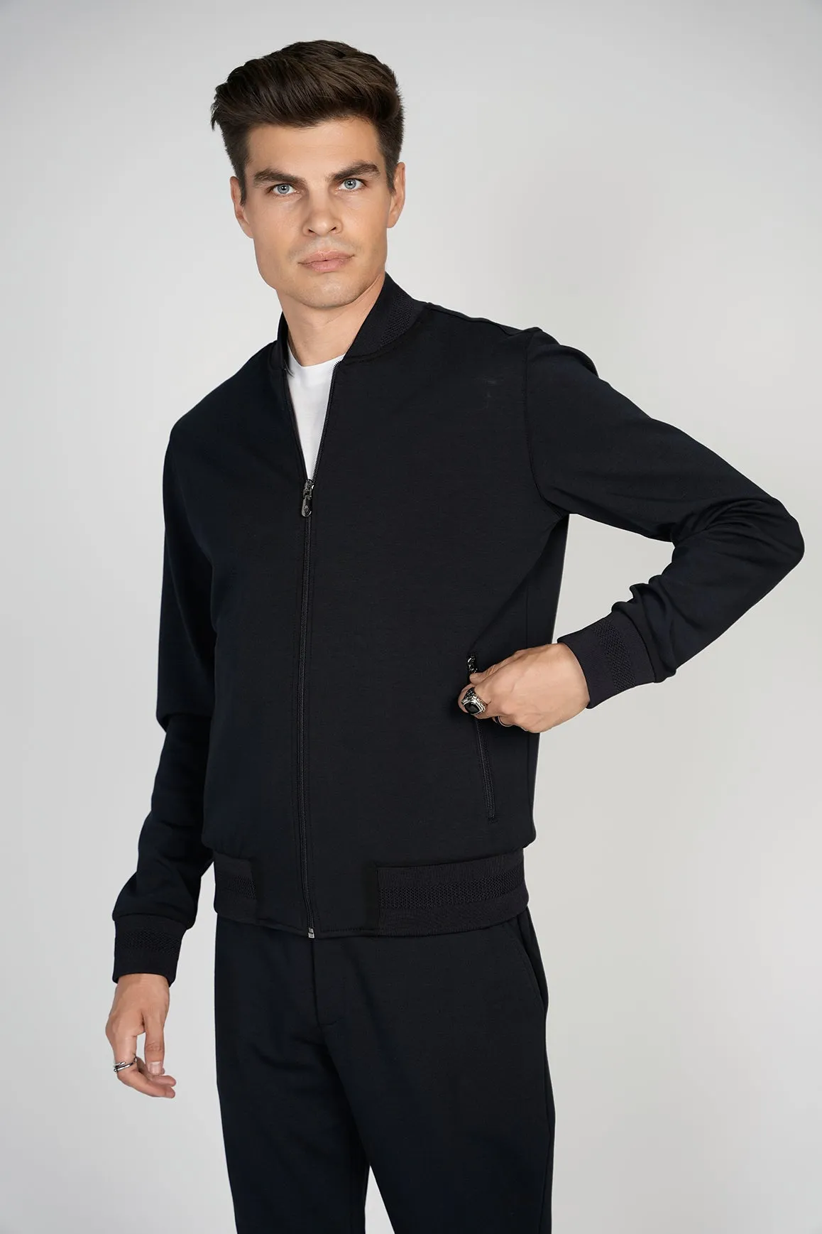 Black Bomber Jacket & Pants