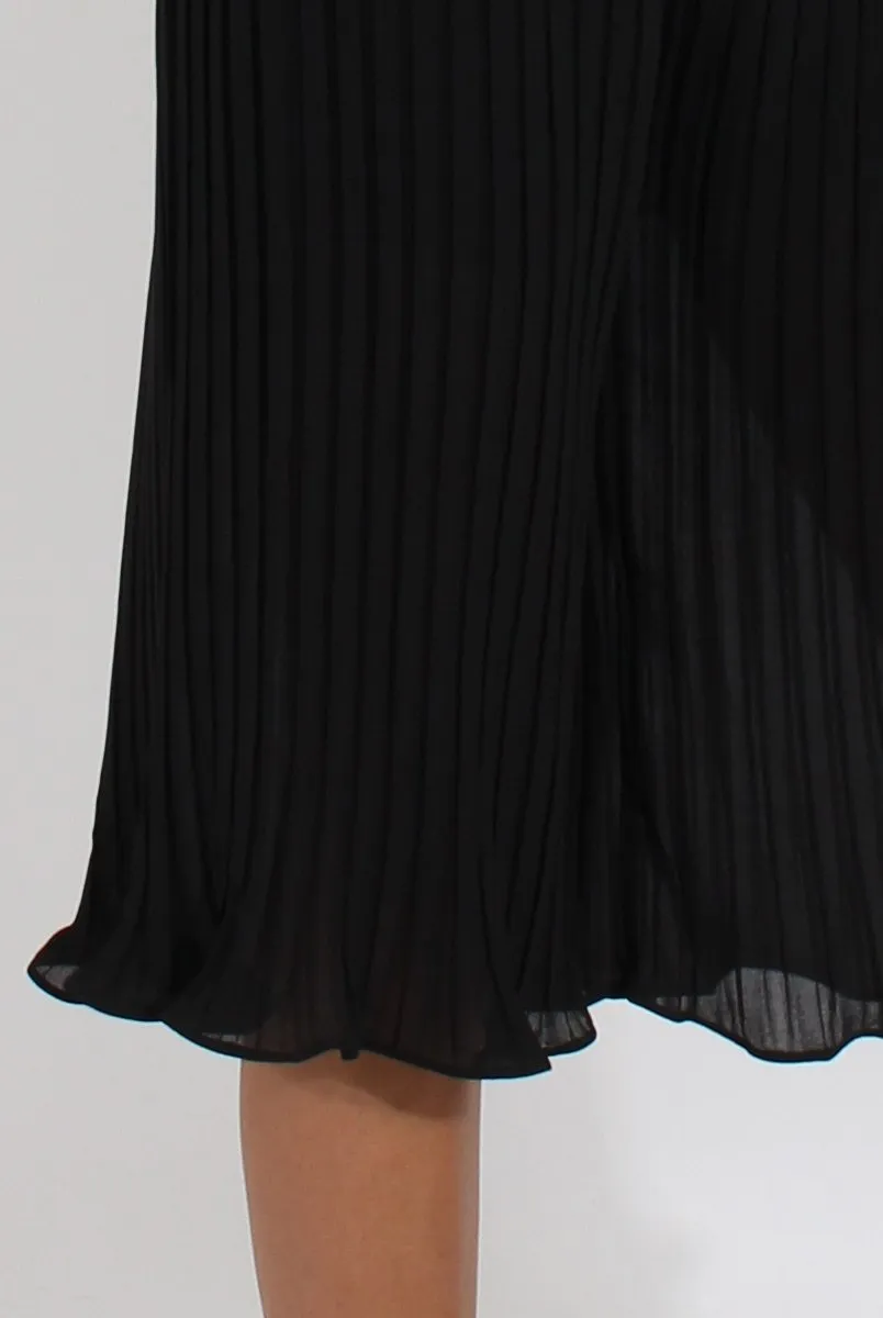 Black Pleated High Waisted Culottes - Audrey