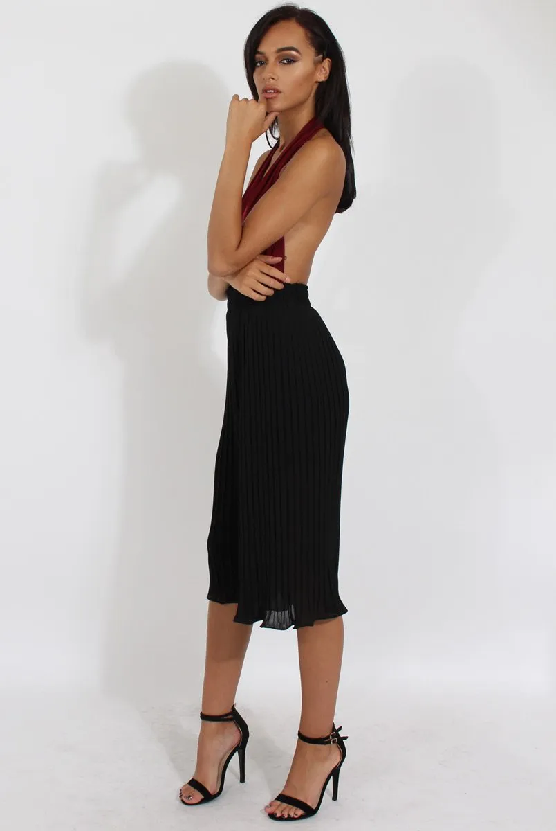 Black Pleated High Waisted Culottes - Audrey