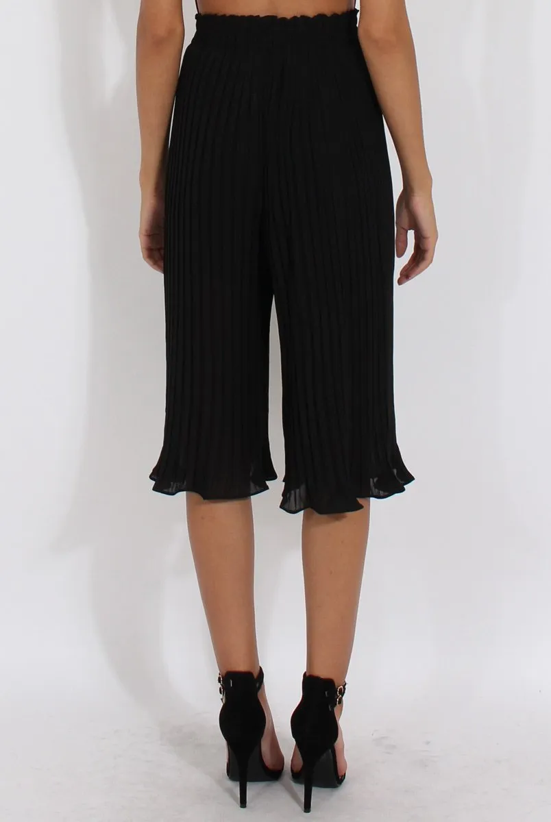 Black Pleated High Waisted Culottes - Audrey