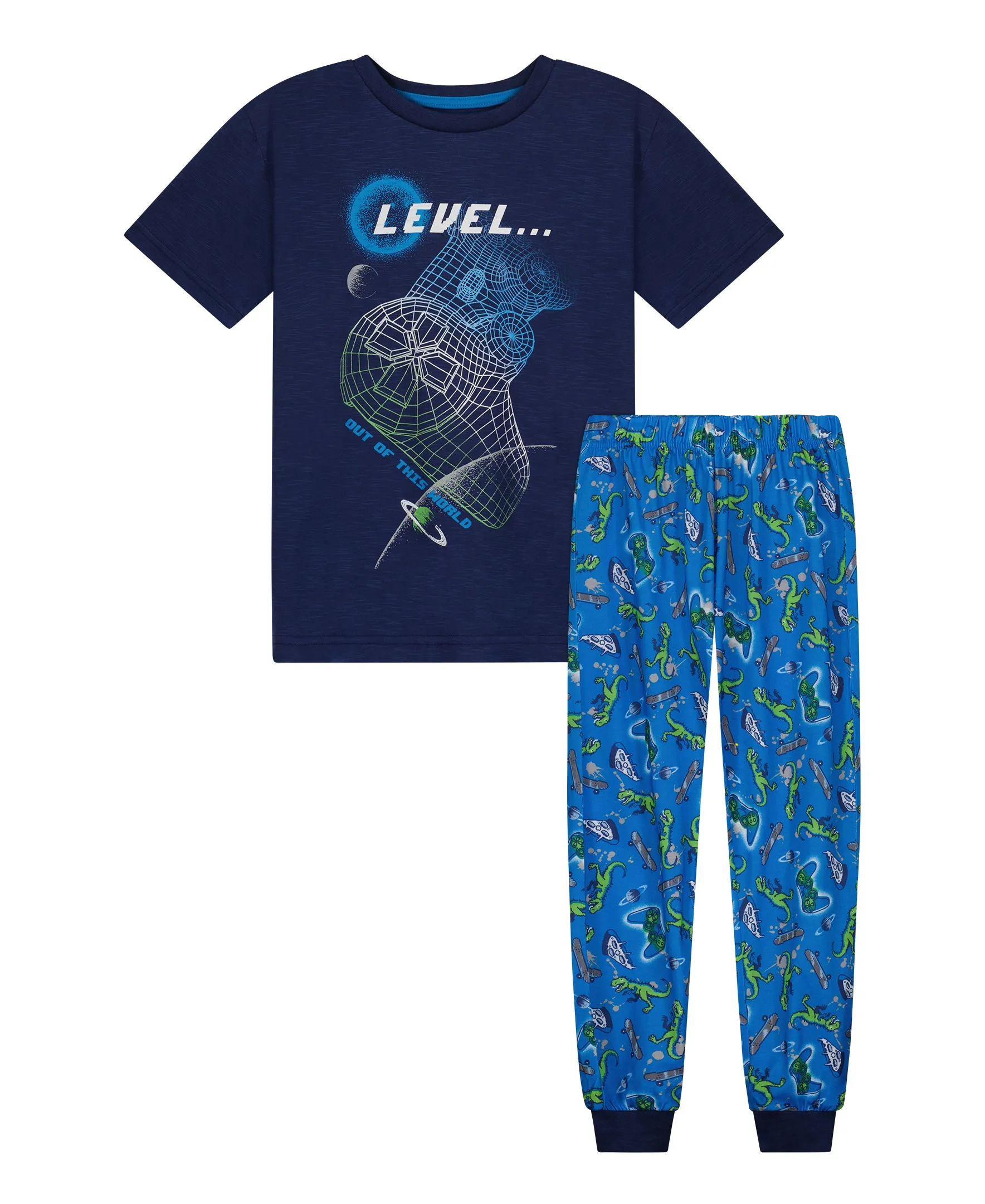 Boys Glow In The Dark Level Up 2-Piece Pajama Sleep Pants Set