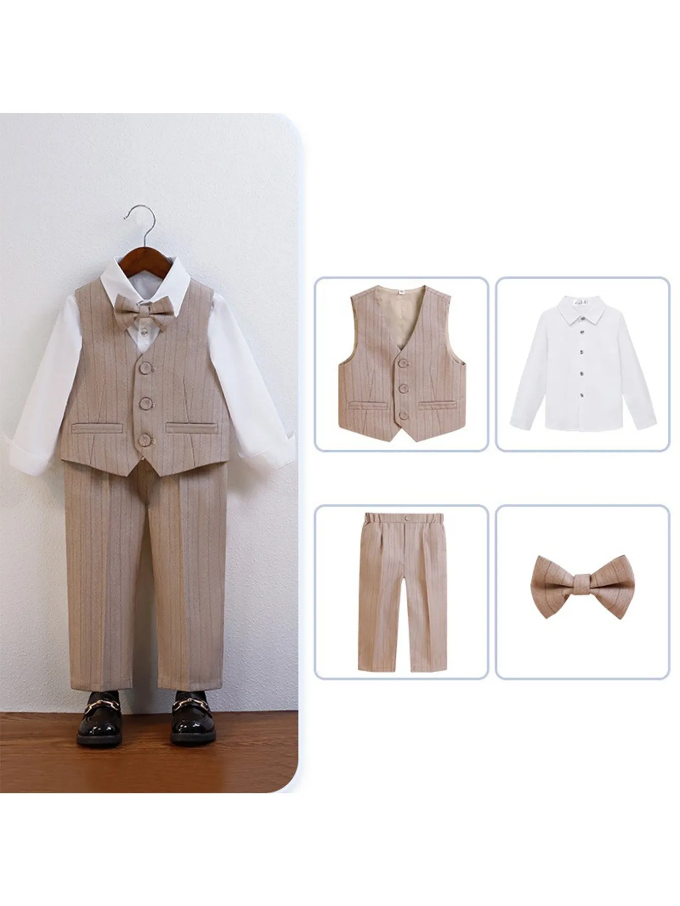 Boys vest suit (long-sleeved shirt   vest   trousers   bow tie)