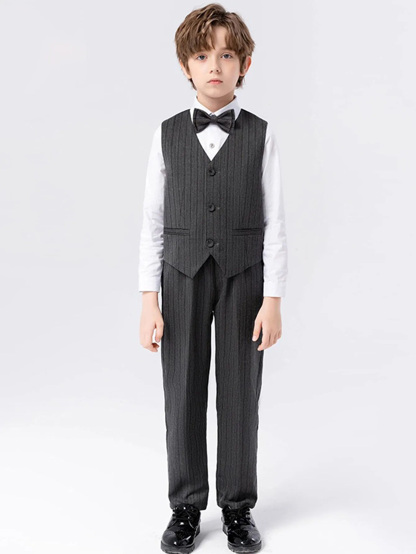 Boys vest suit (long-sleeved shirt   vest   trousers   bow tie)