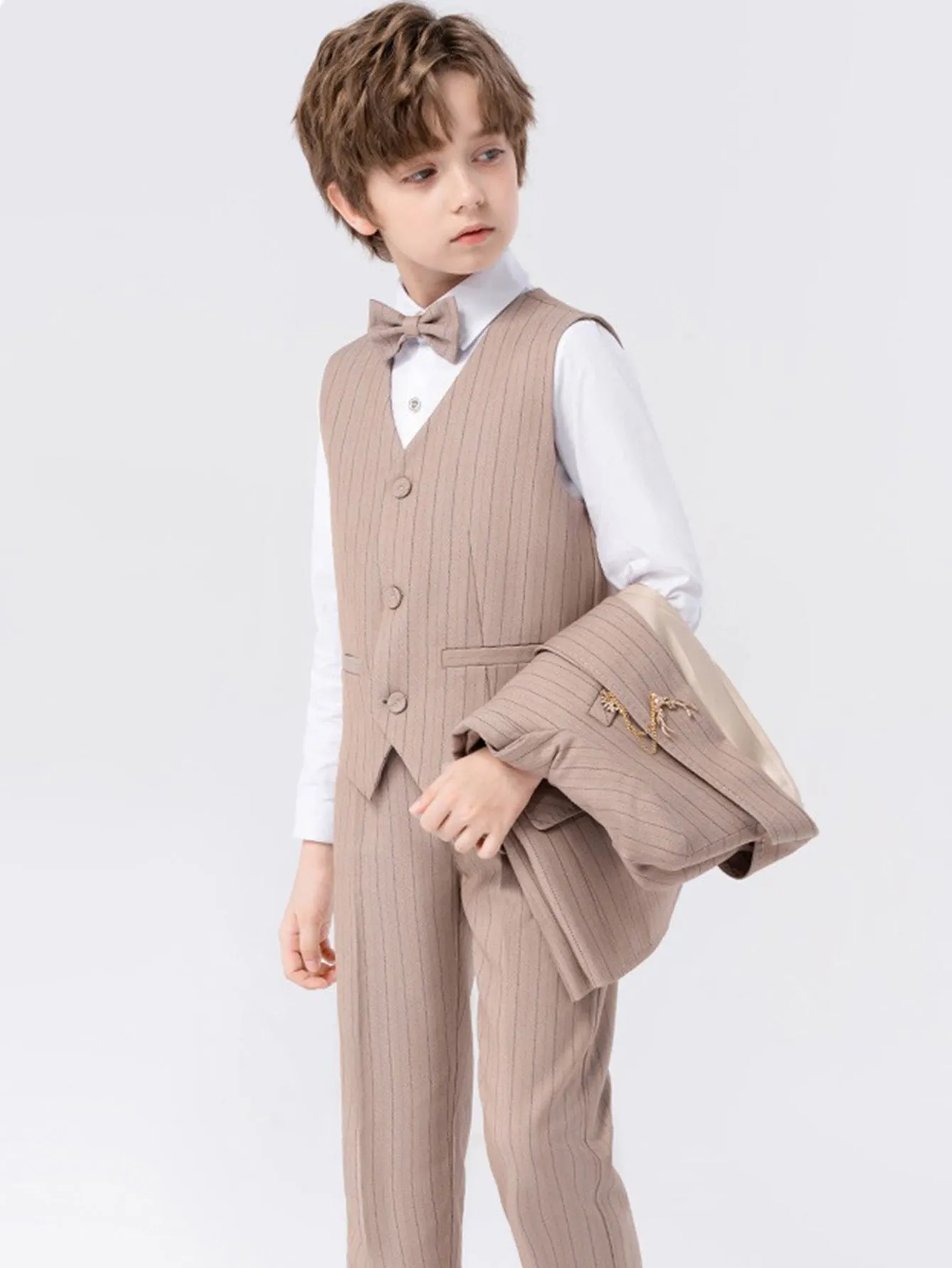 Boys vest suit (long-sleeved shirt   vest   trousers   bow tie)