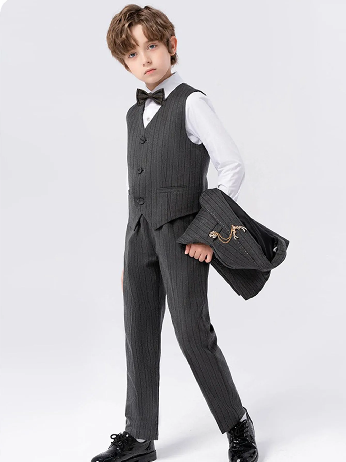 Boys vest suit (long-sleeved shirt   vest   trousers   bow tie)