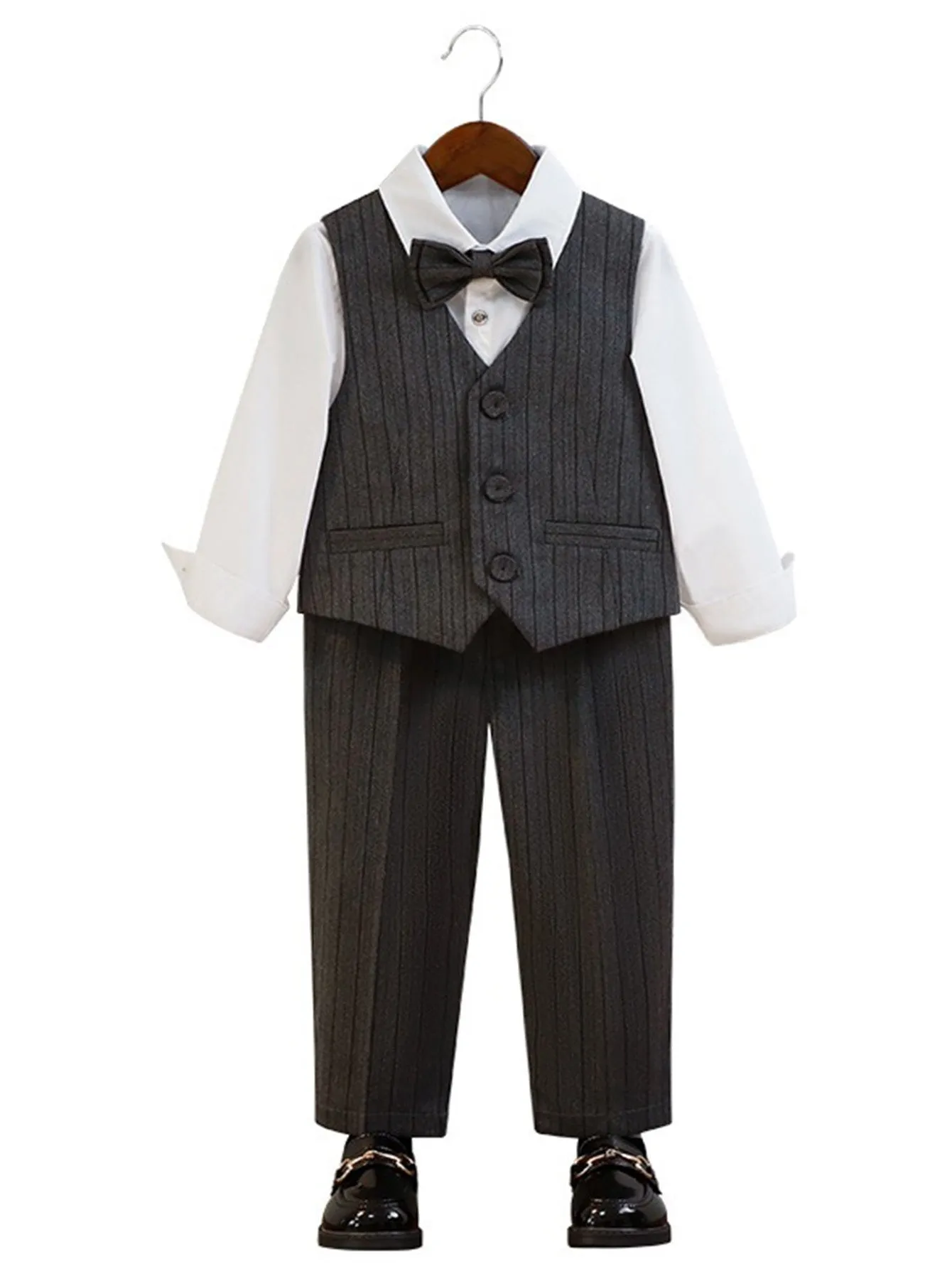 Boys vest suit (long-sleeved shirt   vest   trousers   bow tie)