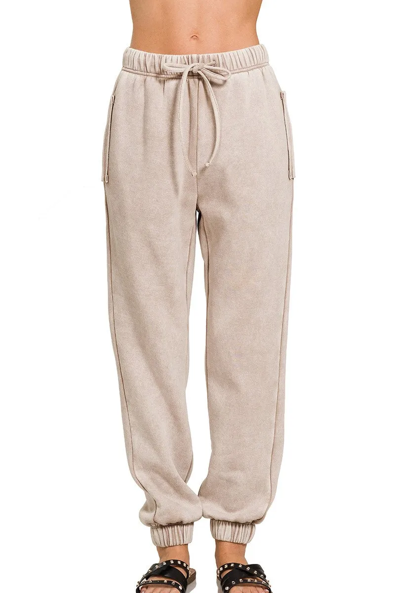 Cafe Latte Balloon Sleeves Sweatshirt and Jogger Set