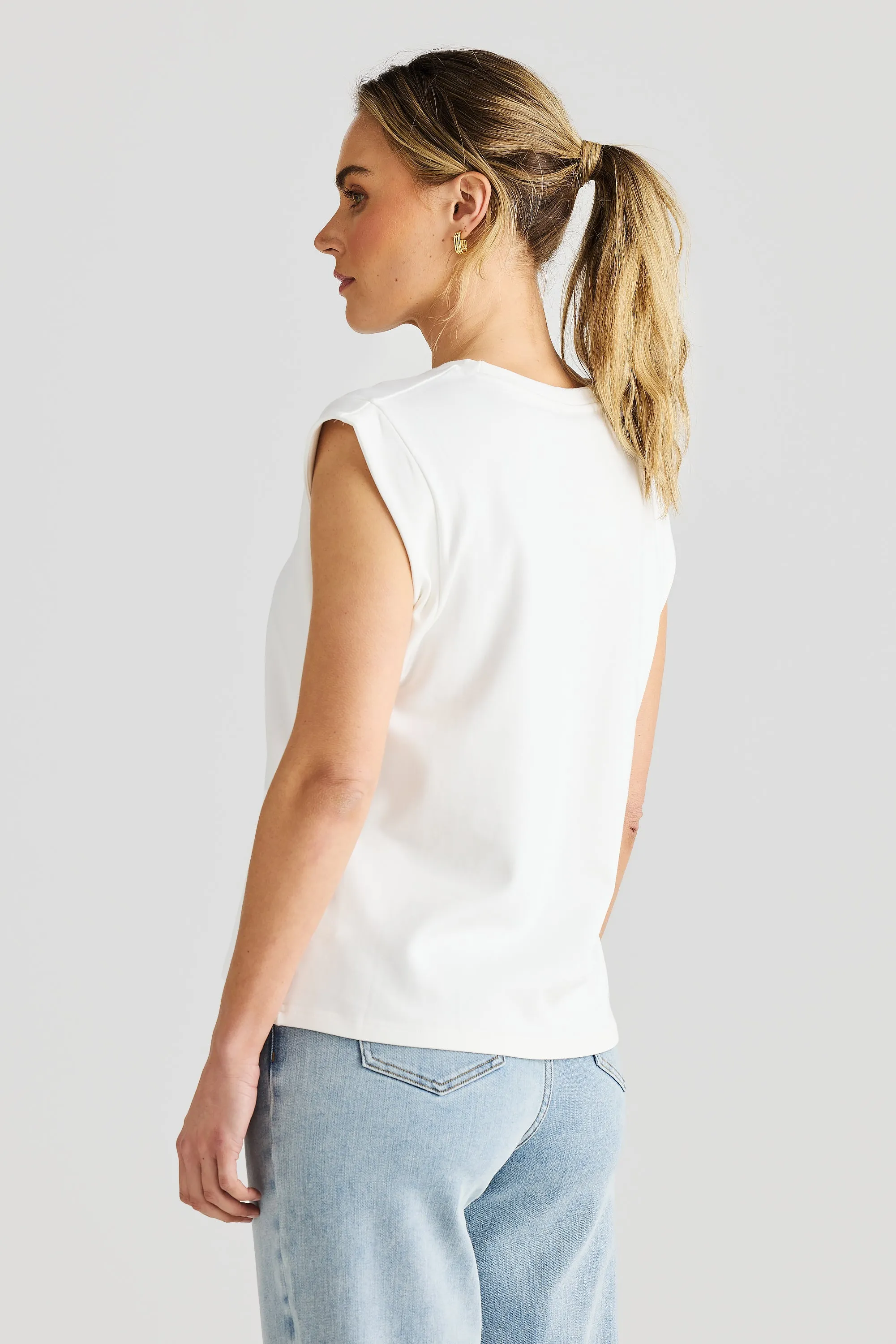 Cap Sleeve Jersey Tank - White