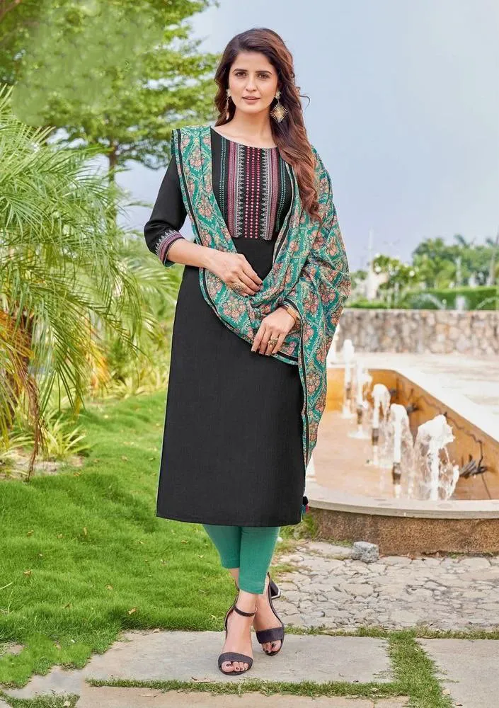 Charming Black Colored Viscose Weaving With Hand Work Salwar Suits