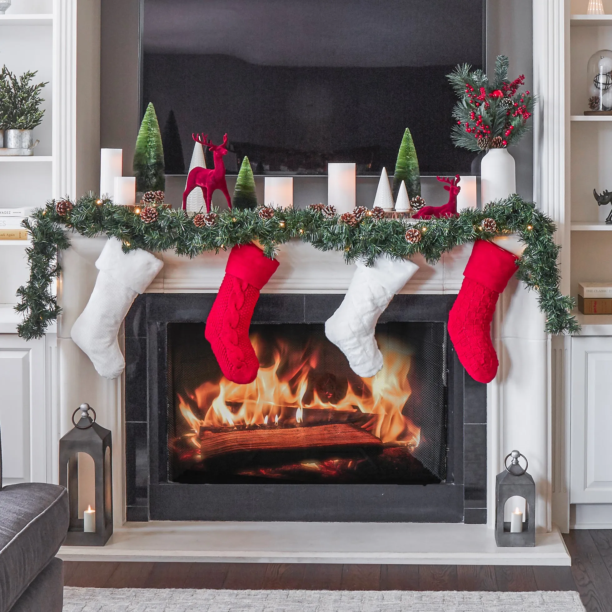 Chunky Checkered Knit Christmas Stockings