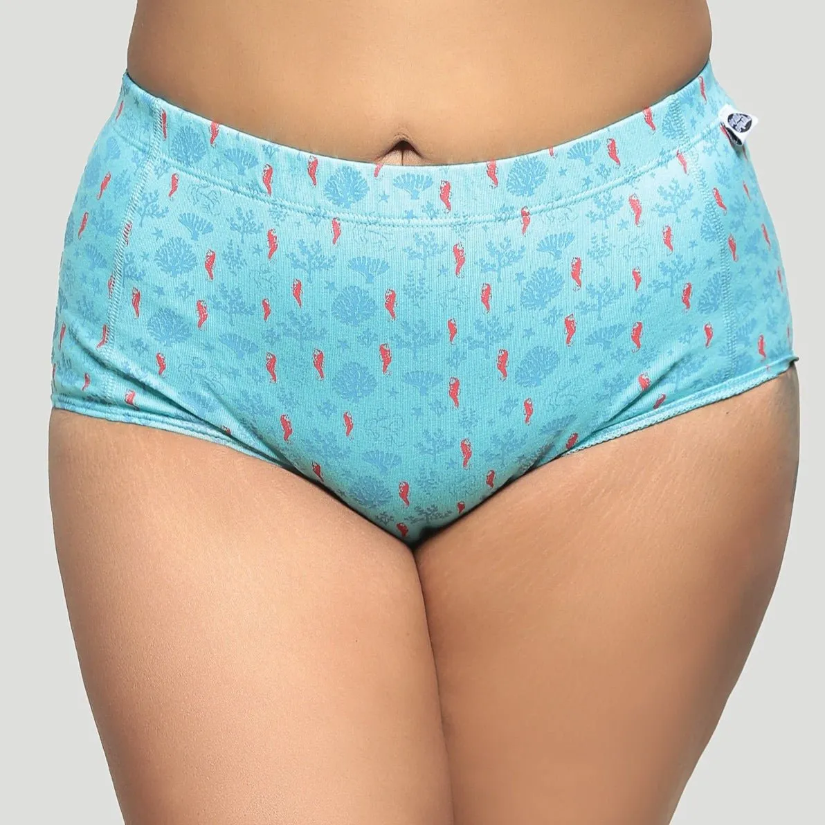 Coral Reef Biowashed Organic Cotton Boy-Shorts- Sea Blue