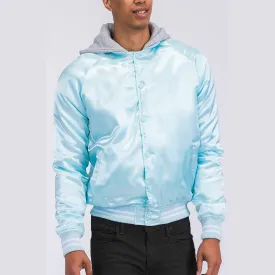 Crystal Satin Hooded Varsity Jacket