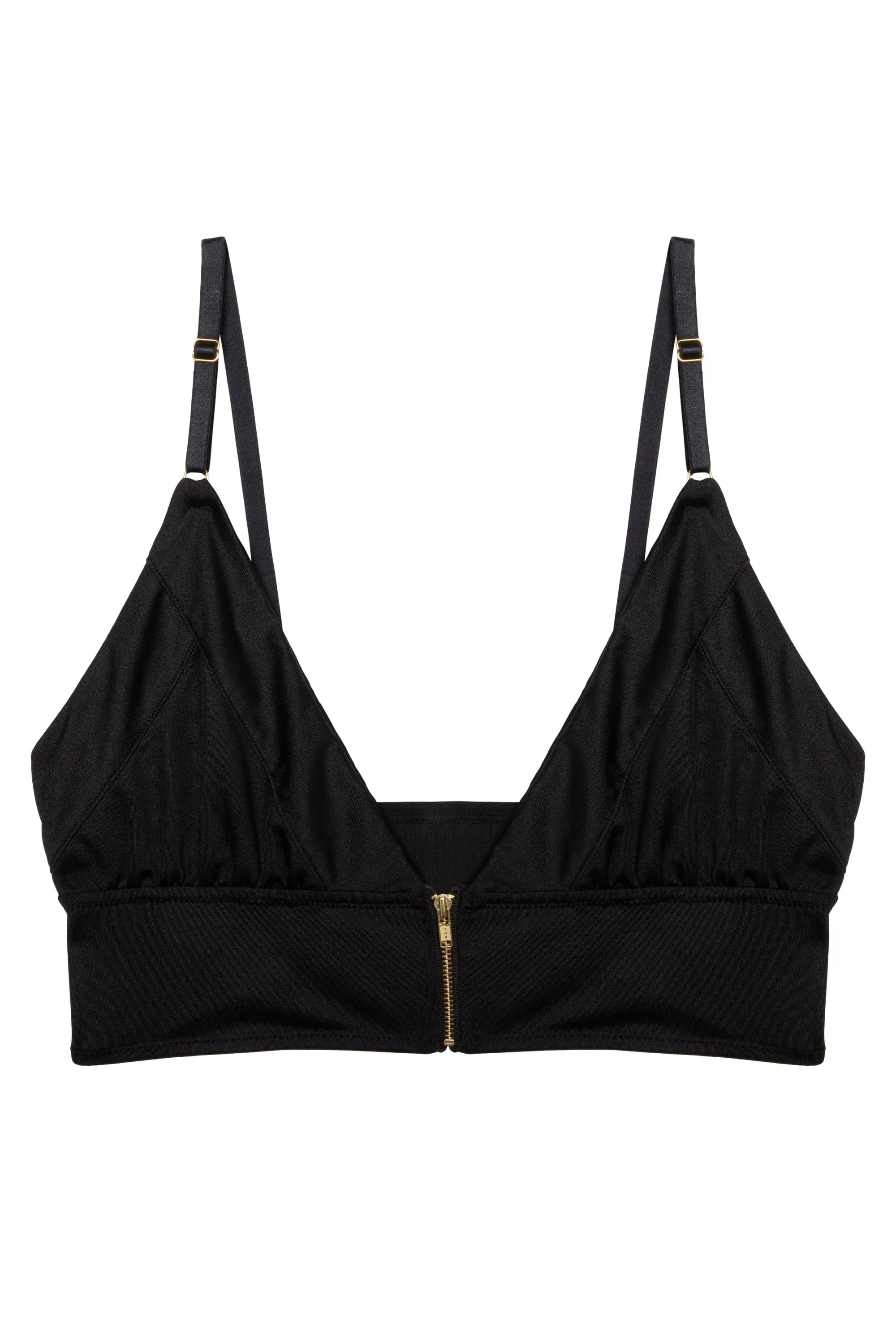 Daphne Black Microfibre Wireless Zip Bra