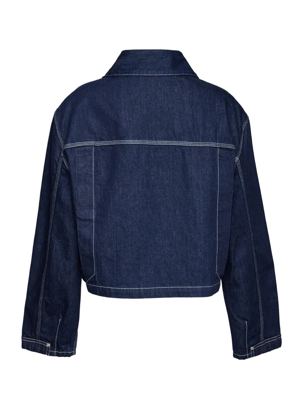 Dark Blue Hardware Detailed Denim Jacket