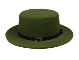 Flat Felt Fedora ( Olive )