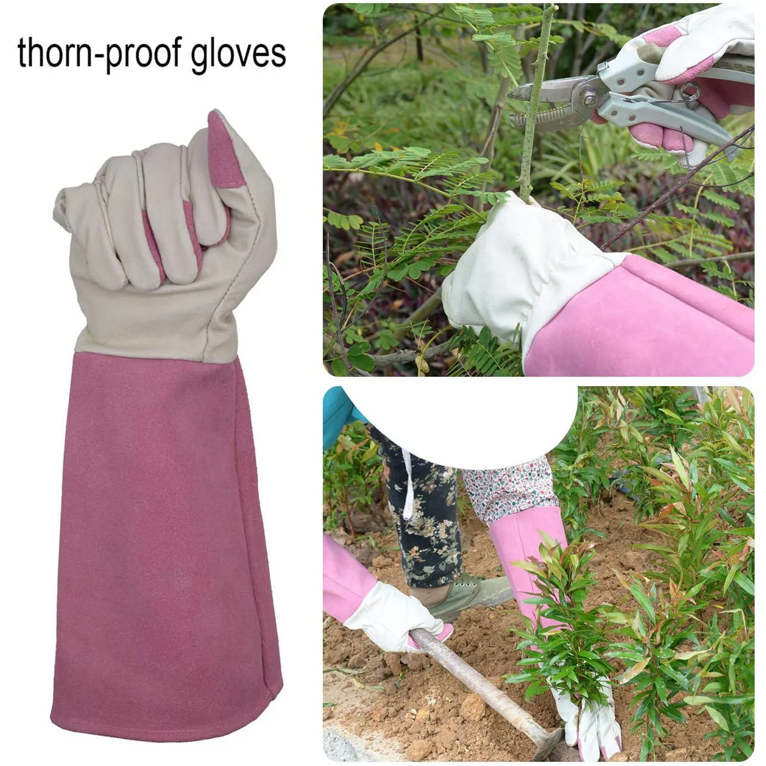 Handlandy Pruning Gardening Gloves Extra Long Pigskin Leather 5067