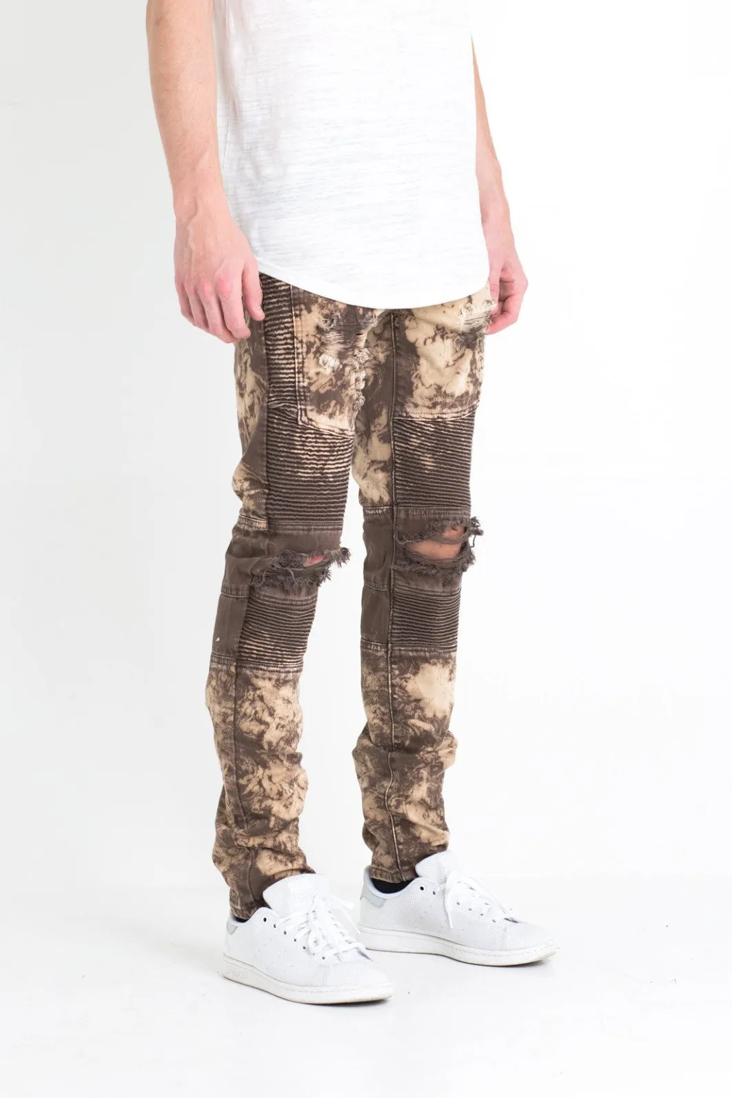 JORDAN BIKER DENIM (DISTRESSED BROWN)