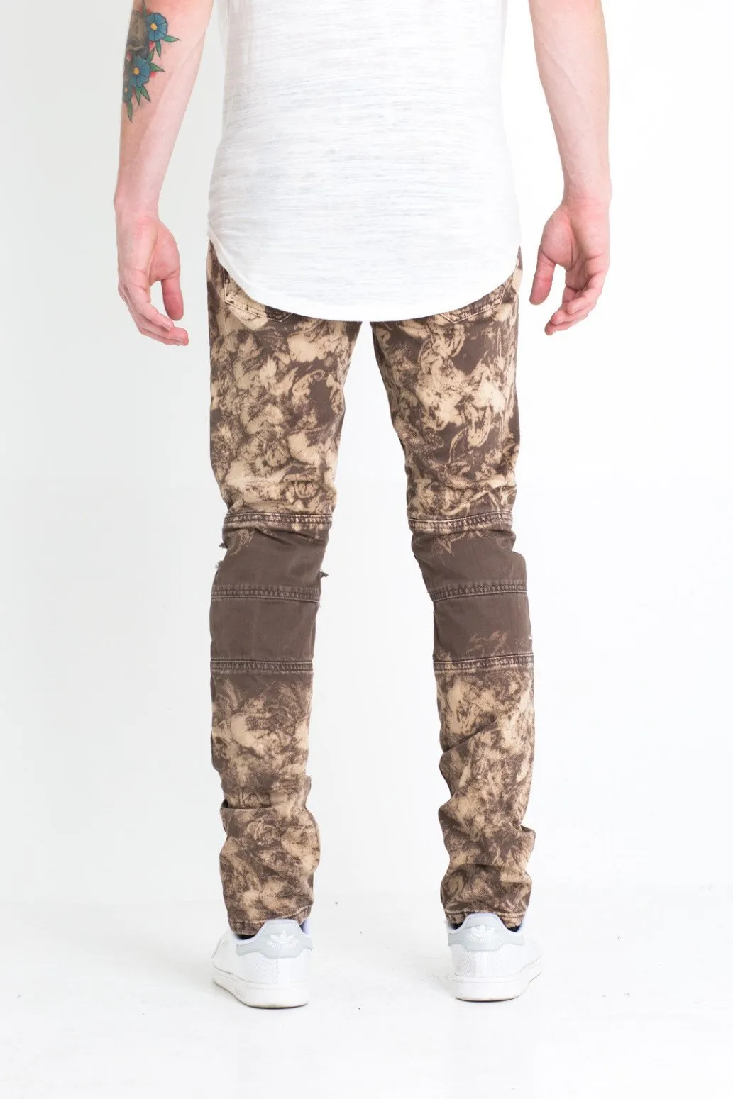 JORDAN BIKER DENIM (DISTRESSED BROWN)