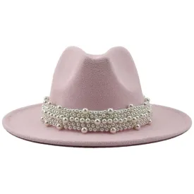 Light Pink Pearl Fedora Hat