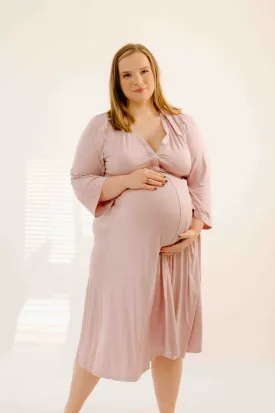 Lila Labor & Postpartum Gown in Mauve