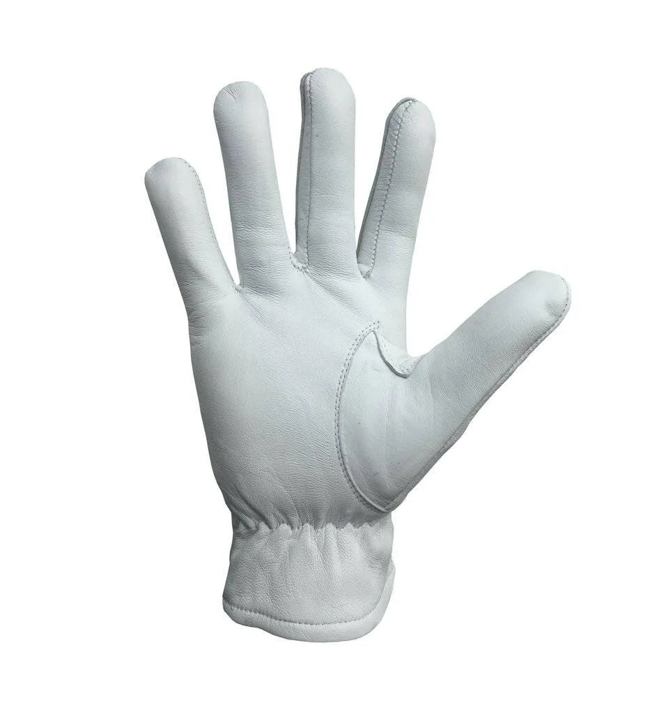 Master Mason Blue Lodge Gloves - White Leather with Blue Square & Compass G