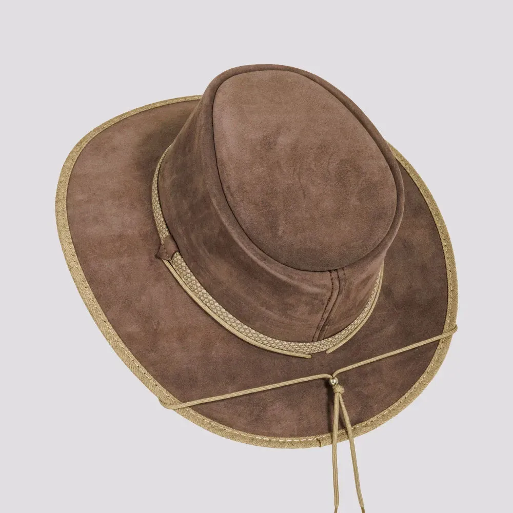 McKinley | Mens Genuine Leather Outback Hat with Suede Trim