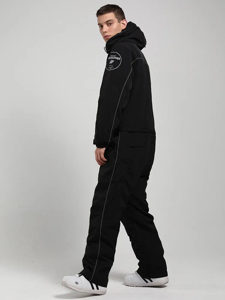 Men's Black Ski Suit One-Piece Snow Suit