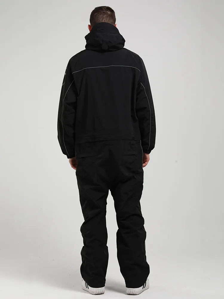 Men's Black Ski Suit One-Piece Snow Suit