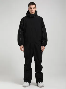 Men's Black Ski Suit One-Piece Snow Suit