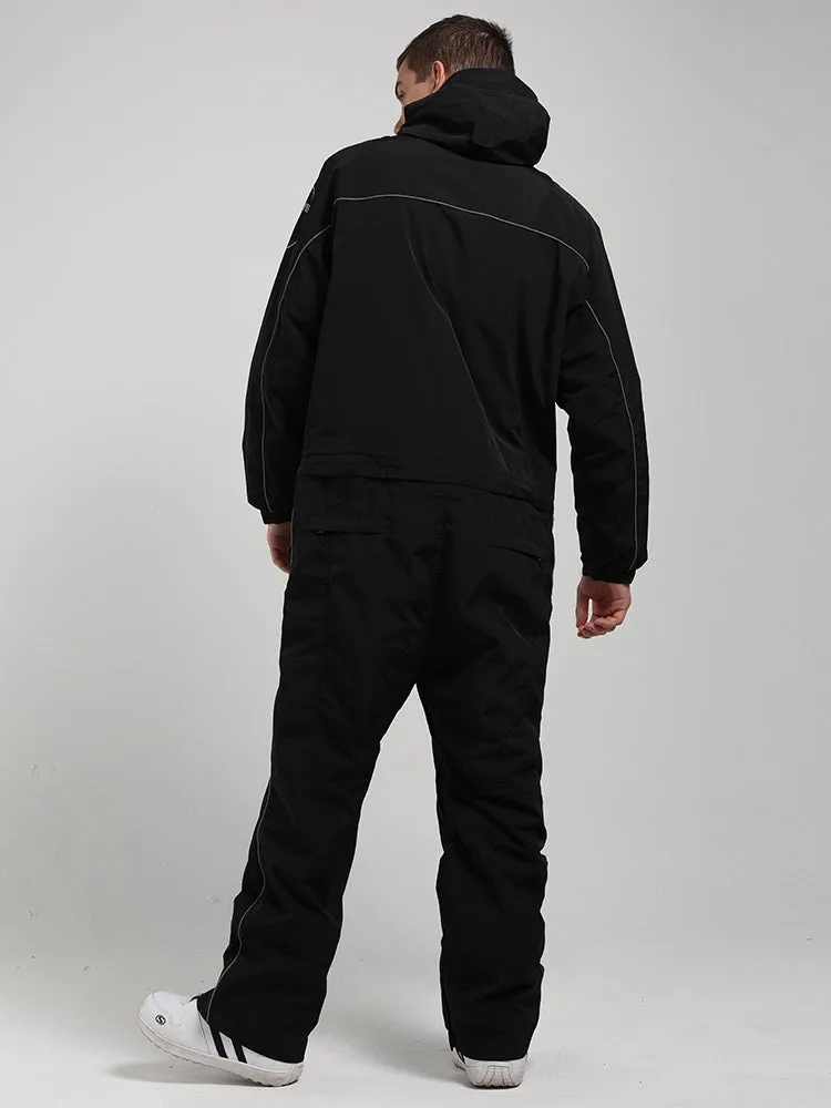 Men's Black Ski Suit One-Piece Snow Suit