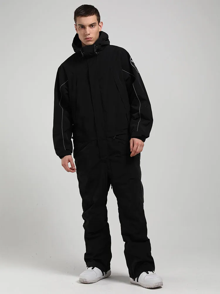 Men's Black Ski Suit One-Piece Snow Suit