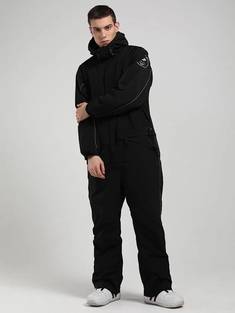 Men's Black Ski Suit One-Piece Snow Suit