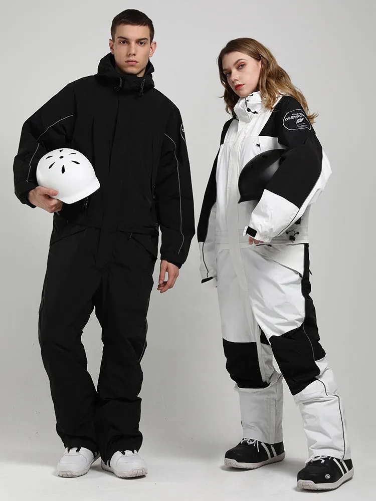 Men's Black Ski Suit One-Piece Snow Suit