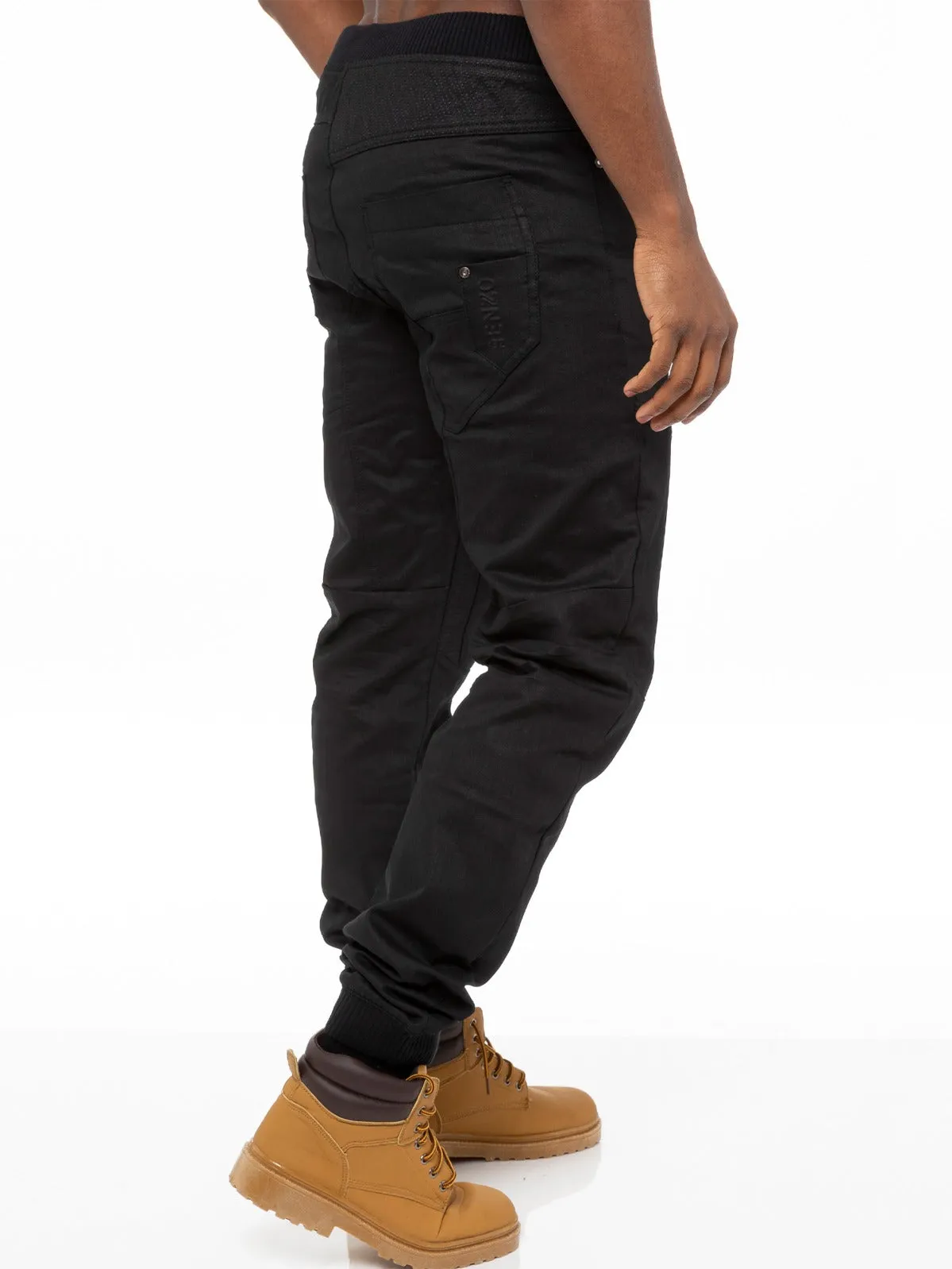 Mens Denim Cuffed Joggers Jeans | Enzo Designer Menswear