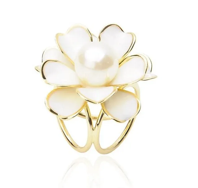 New Best Deal Fashion Good Quality Tricyclic Camellias Imitation Pearl Scarf Holder Scarf Brooch Clips Jewelry XY-E224