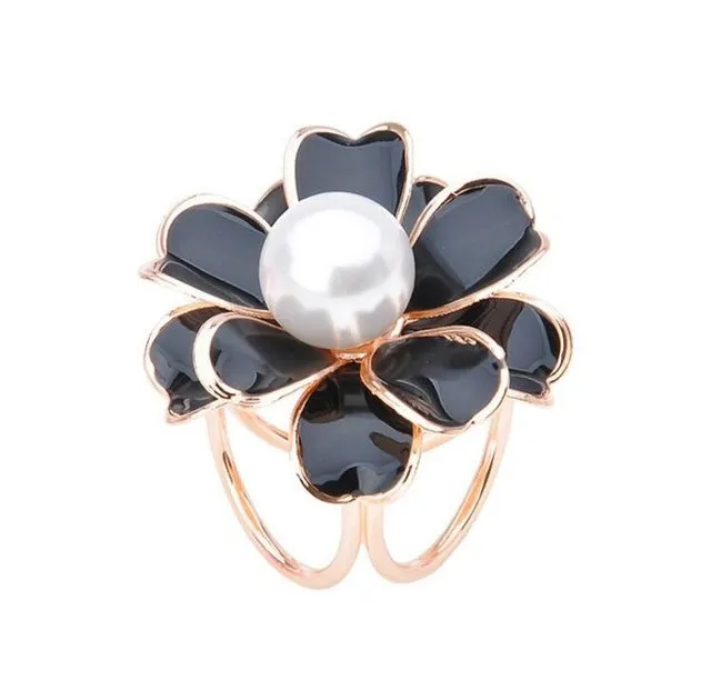 New Best Deal Fashion Good Quality Tricyclic Camellias Imitation Pearl Scarf Holder Scarf Brooch Clips Jewelry XY-E224