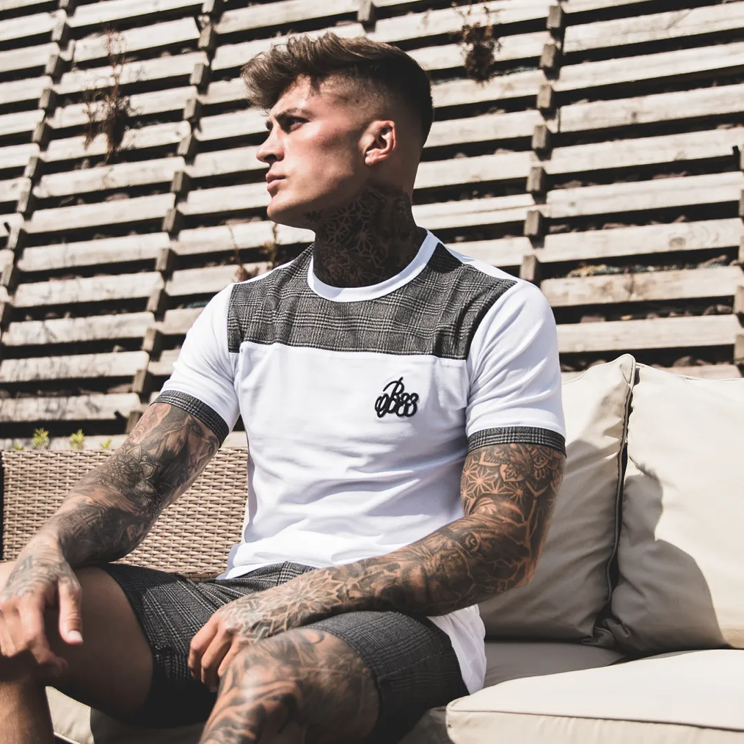 Oslo Tee - White/Black/Grey Check