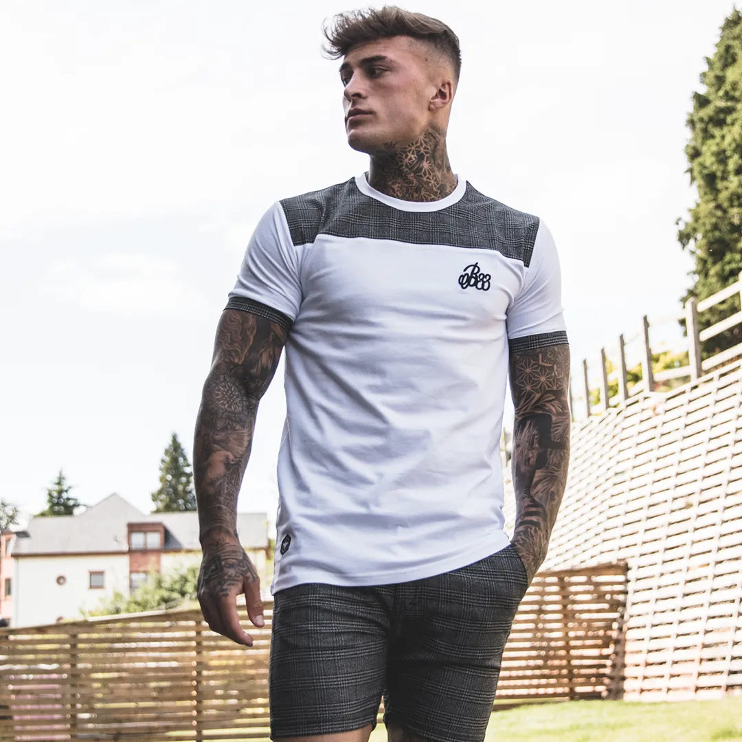 Oslo Tee - White/Black/Grey Check