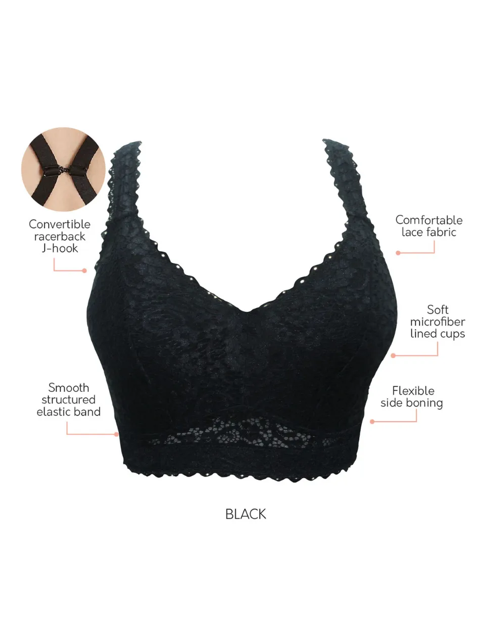 Parfait Adriana Bra Wirefree Bralette, Black | Black Parfait Non-Wired Bralette | Black Lace Bralette | Black Lounge Bra