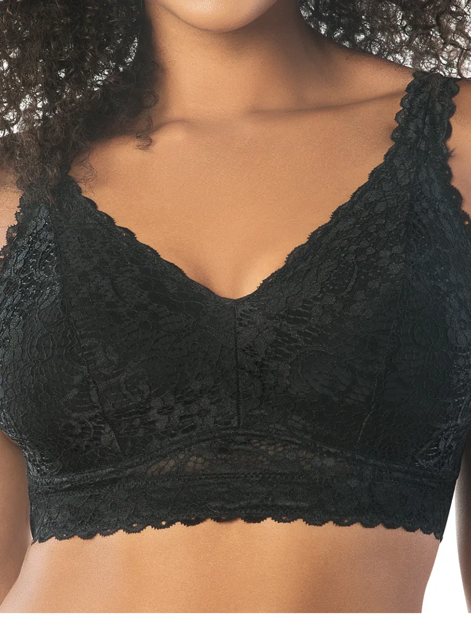 Parfait Adriana Bra Wirefree Bralette, Black | Black Parfait Non-Wired Bralette | Black Lace Bralette | Black Lounge Bra